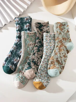 5 Pairs Cotton Women Casual Warm Socks