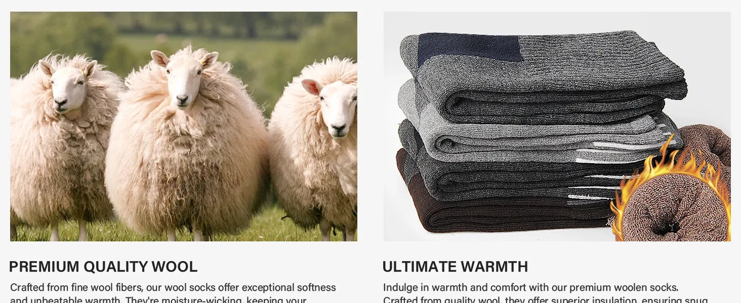 5 Pairs Merino Wool Warm Socks for Men