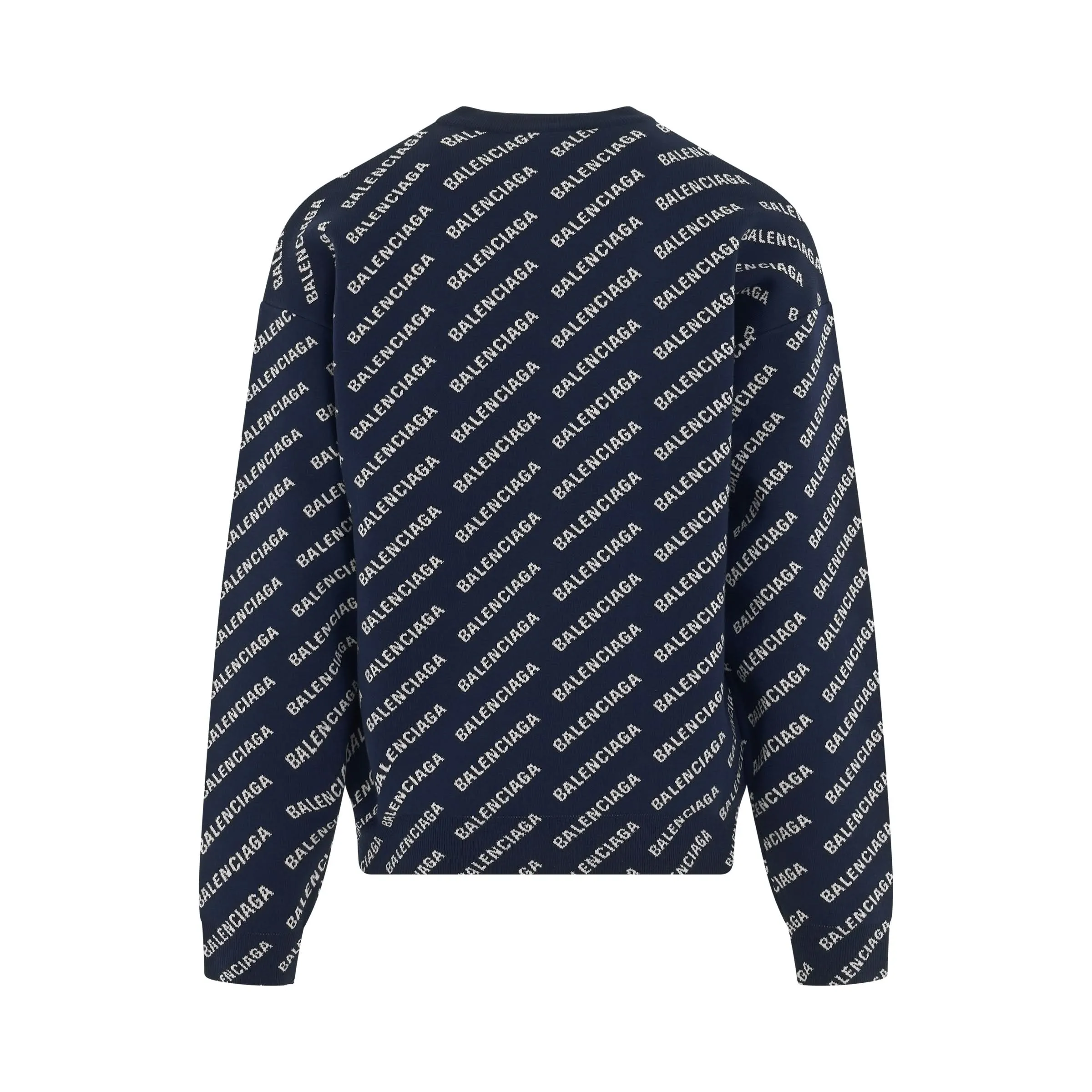 All Over Logo Knit Sweater in Navy/White