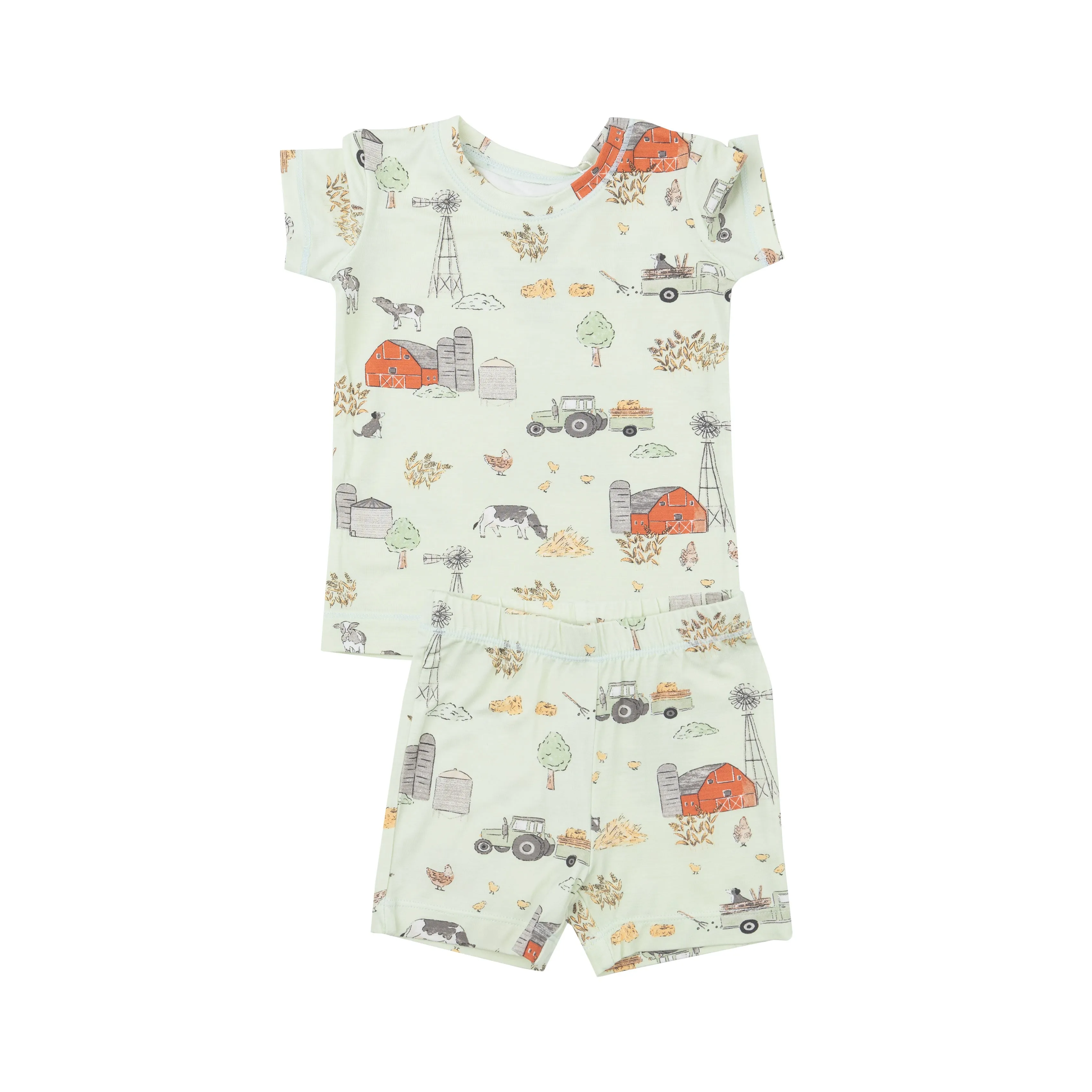 Angel Dear Kids Loungewear Pajamas Short Set in Hay Farmer