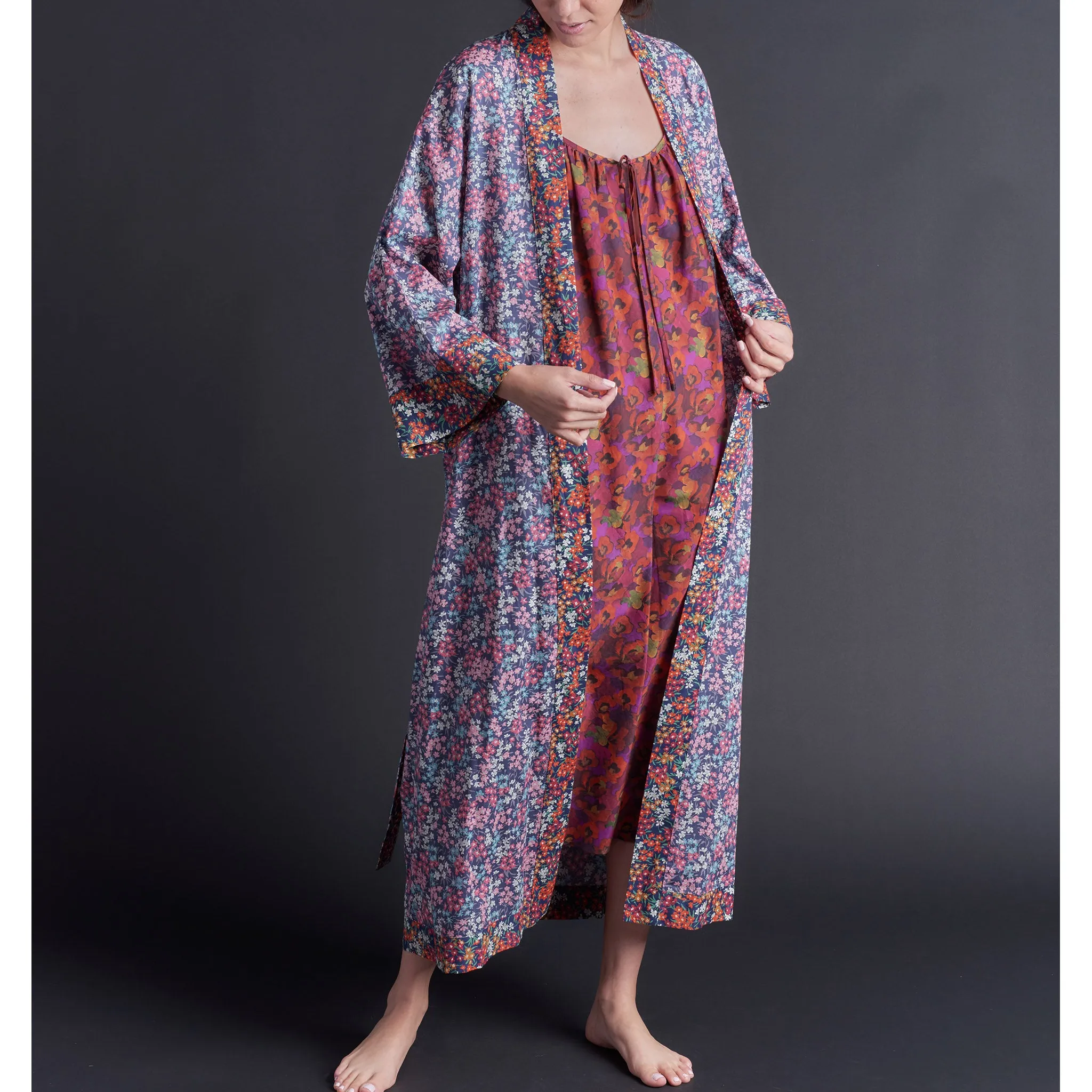 Asteria Kimono Robe in Sea Blossom Liberty of London Print Cotton Lawn