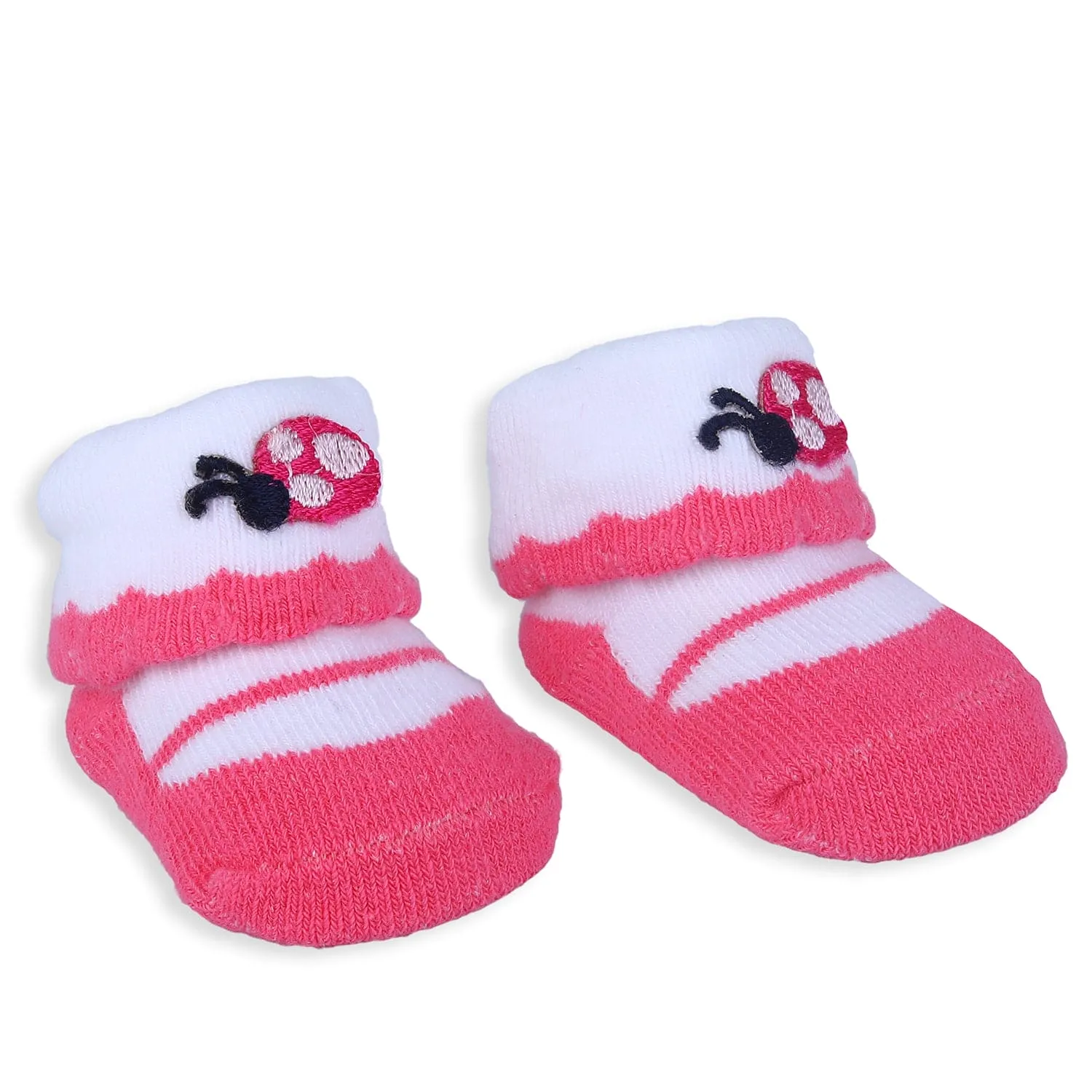 Baby Moo Ladybug Polka Dotted Newborn Breathable Infant Cotton Socks - Pink