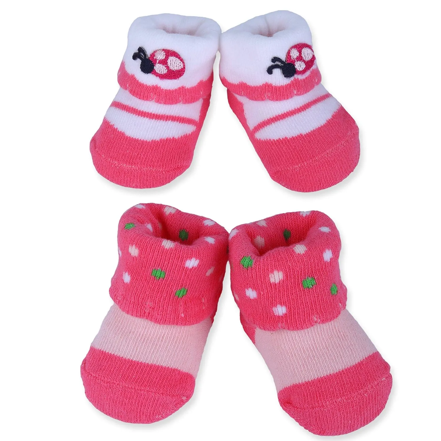 Baby Moo Ladybug Polka Dotted Newborn Breathable Infant Cotton Socks - Pink