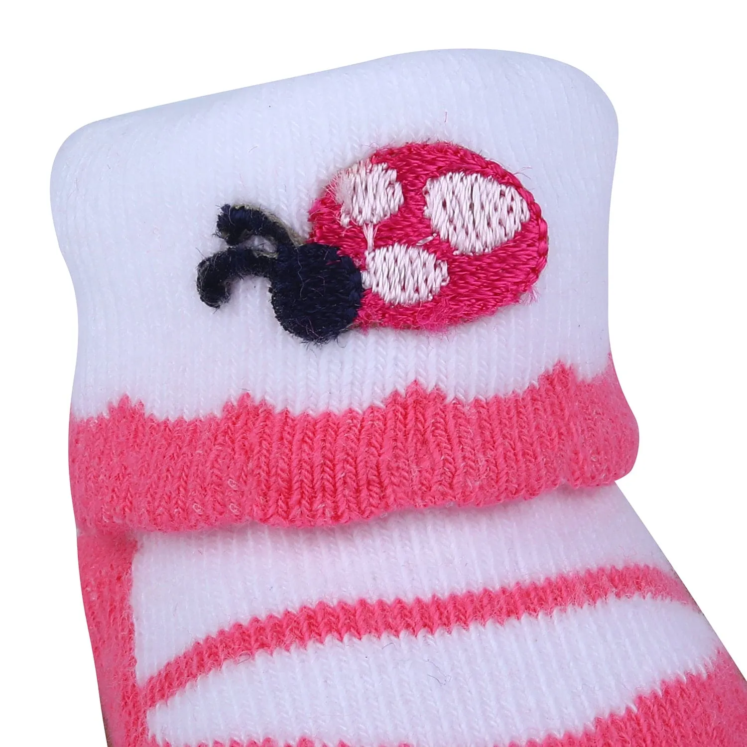 Baby Moo Ladybug Polka Dotted Newborn Breathable Infant Cotton Socks - Pink