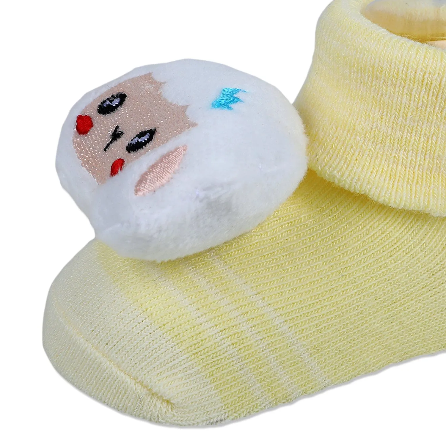 Baby Moo Sheep Cotton Anti-Skid 3D Socks - Yellow