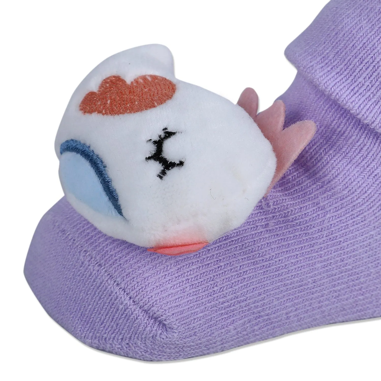 Baby Moo Sleeping Bird Cotton Anti-Skid 3D Socks - Purple