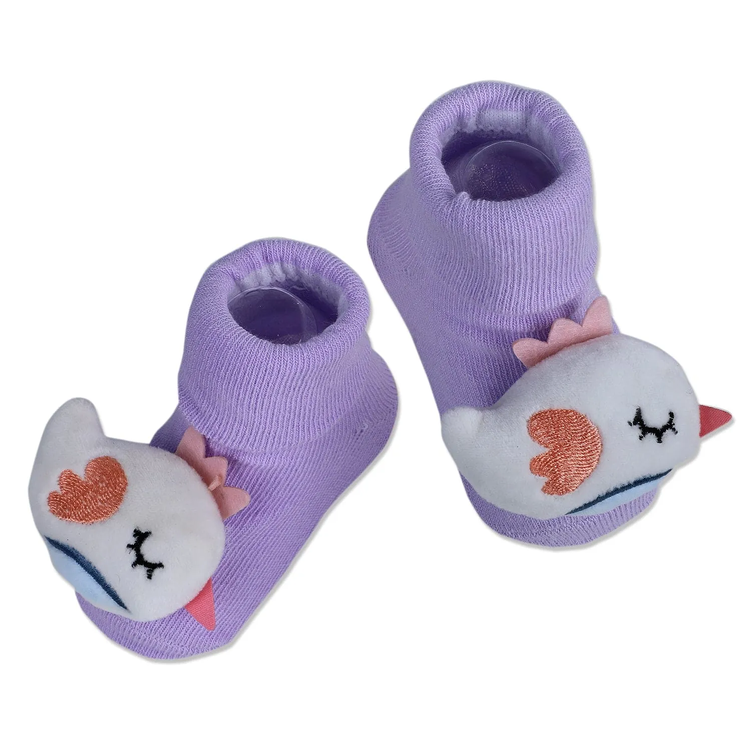 Baby Moo Sleeping Bird Cotton Anti-Skid 3D Socks - Purple