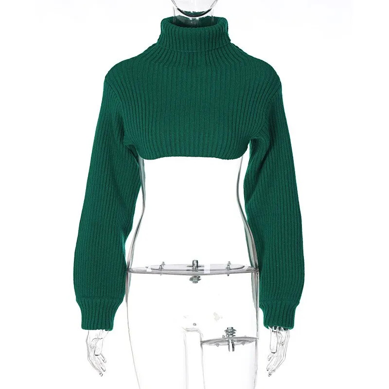 Black Friday Knitted Sweaters Crop Tops Loose Women Turtleneck Pullover White Fall Winter Y2K Clothing Casual Top Sweatshirts Streetswear