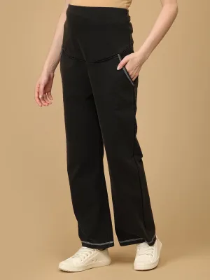 Black Maternity Knit Denims With Belly Support - Light Wash