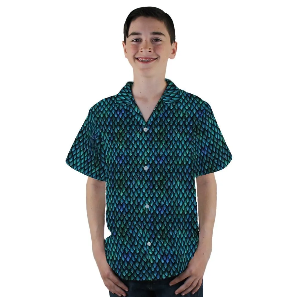 Blue Purple Dragon Scales Youth Hawaiian Shirt