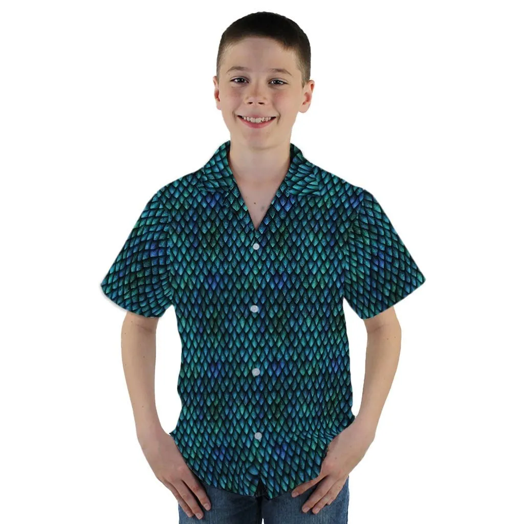 Blue Purple Dragon Scales Youth Hawaiian Shirt