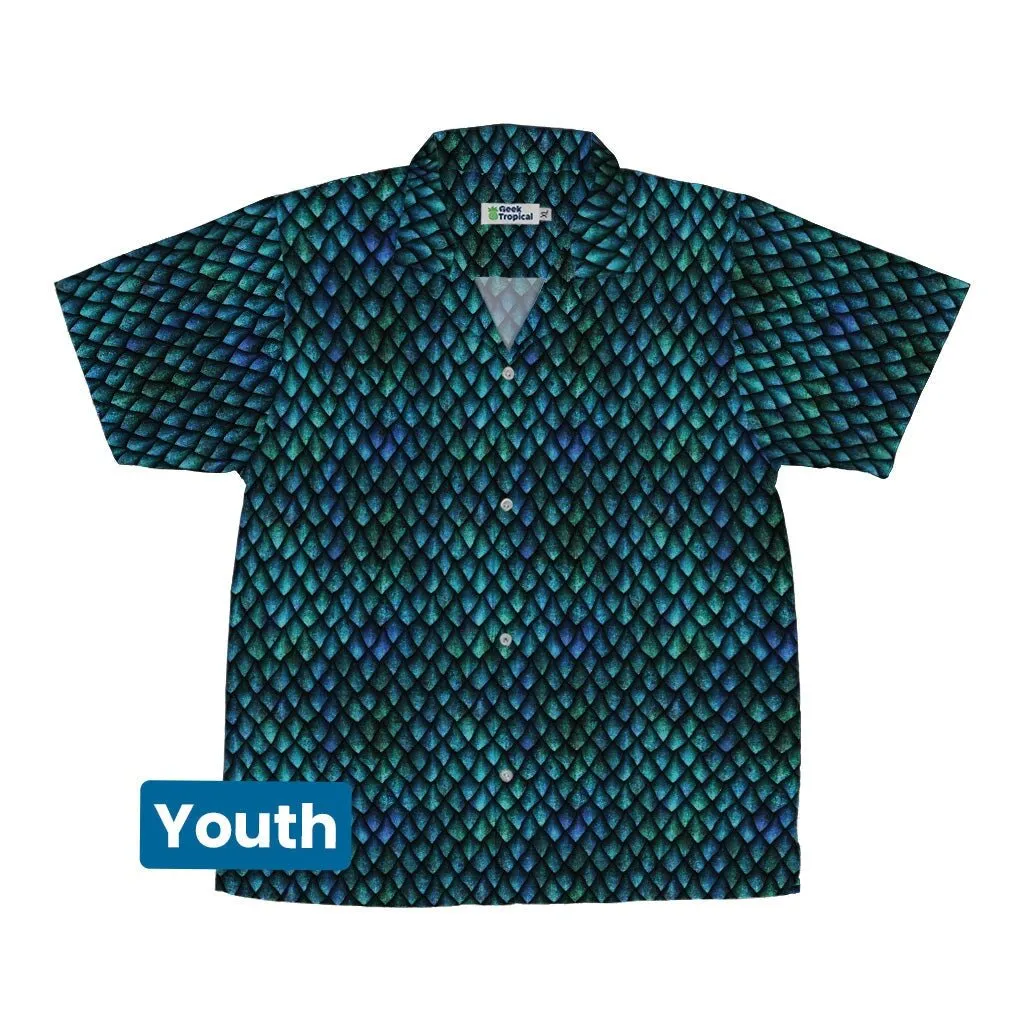 Blue Purple Dragon Scales Youth Hawaiian Shirt