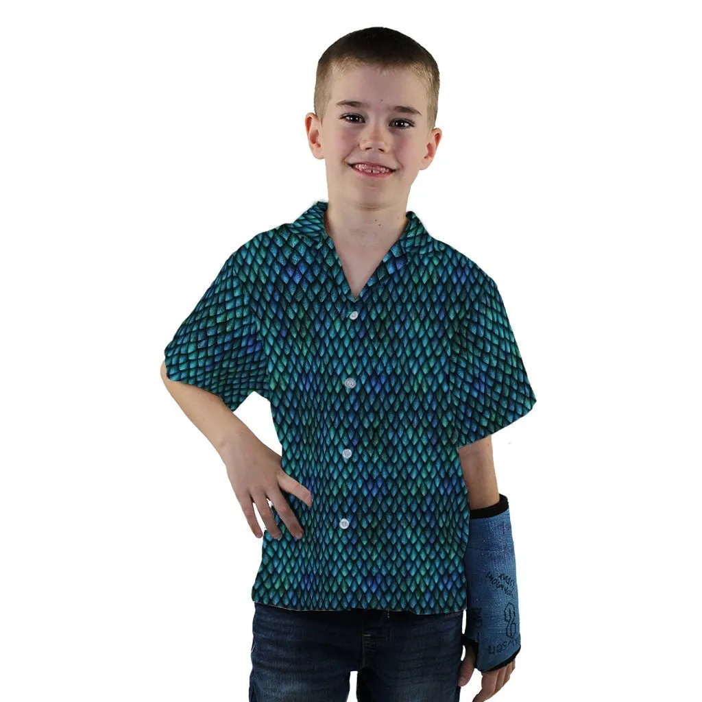 Blue Purple Dragon Scales Youth Hawaiian Shirt