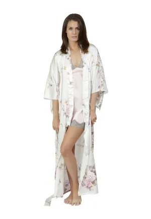 Bridal Kimono Crane & Peony Long Silk Kimono