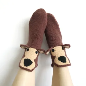 Brown Bear Knitted Warm 3D Floor Socks