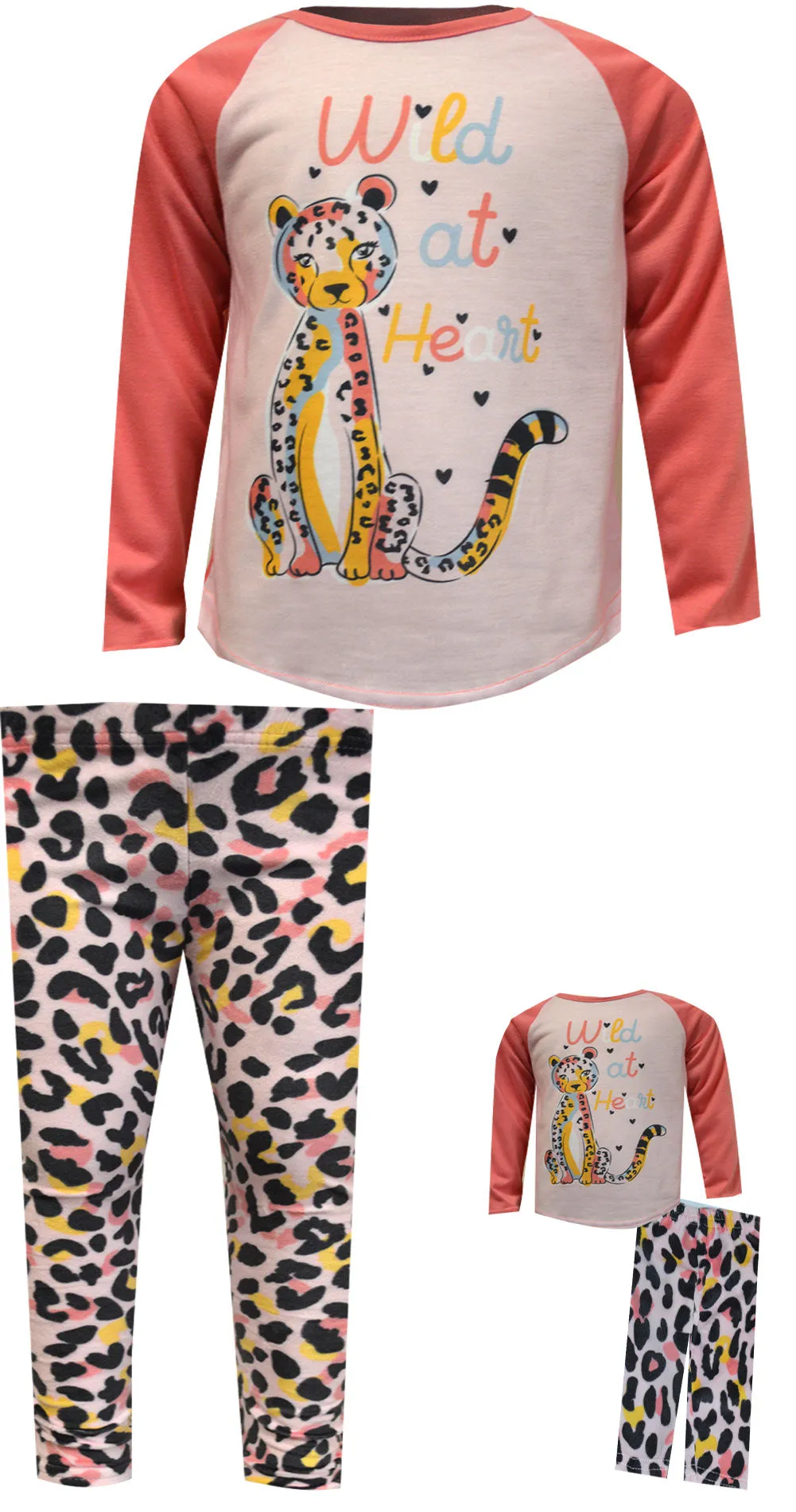 Cheetah Animal Print Coral Pajama with Matching Doll Pajama