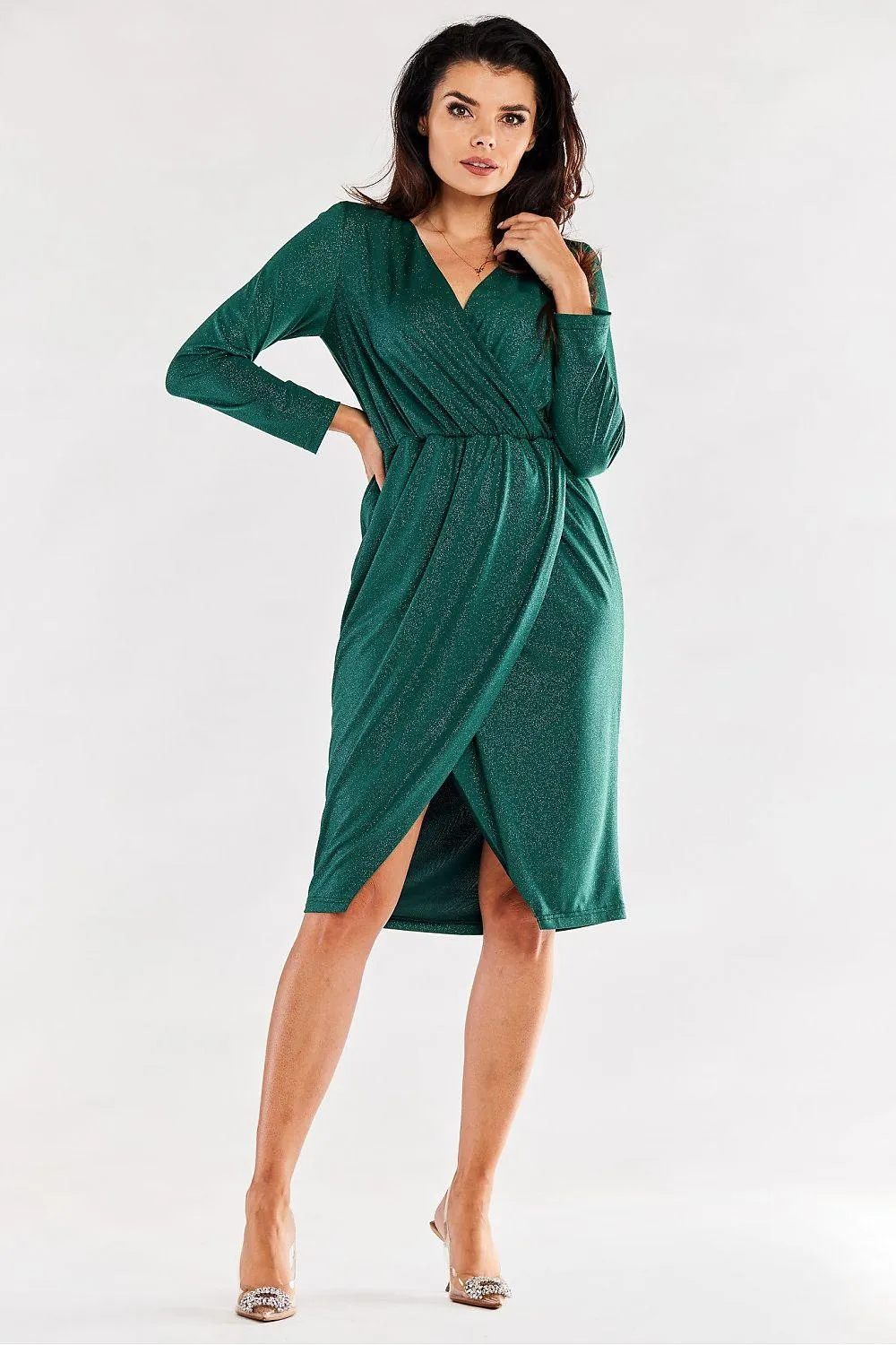 Chic Adjustable Waist Envelope Sleeve Dress - Crafted in Poland