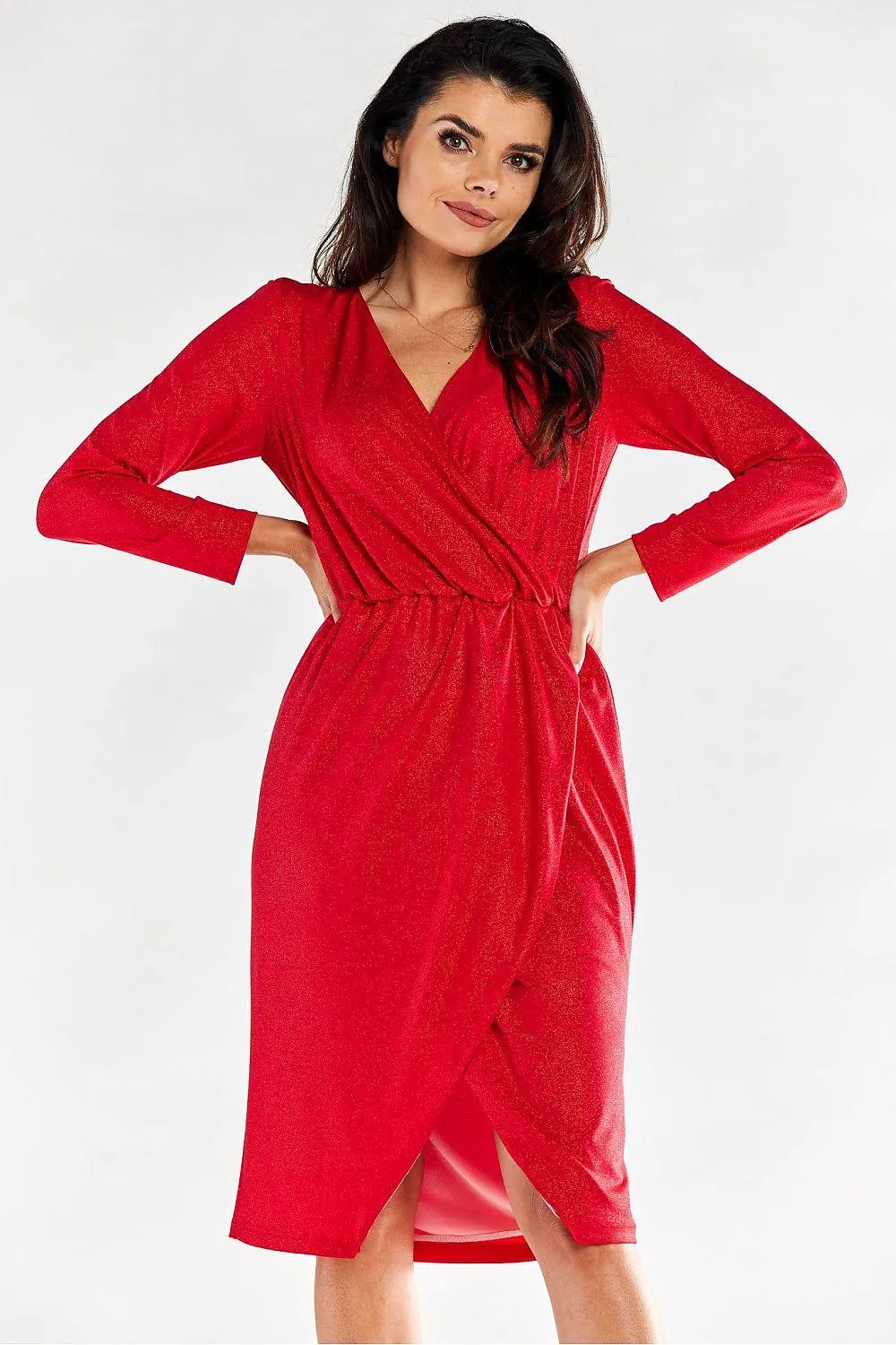 Chic Adjustable Waist Envelope Sleeve Dress - Crafted in Poland