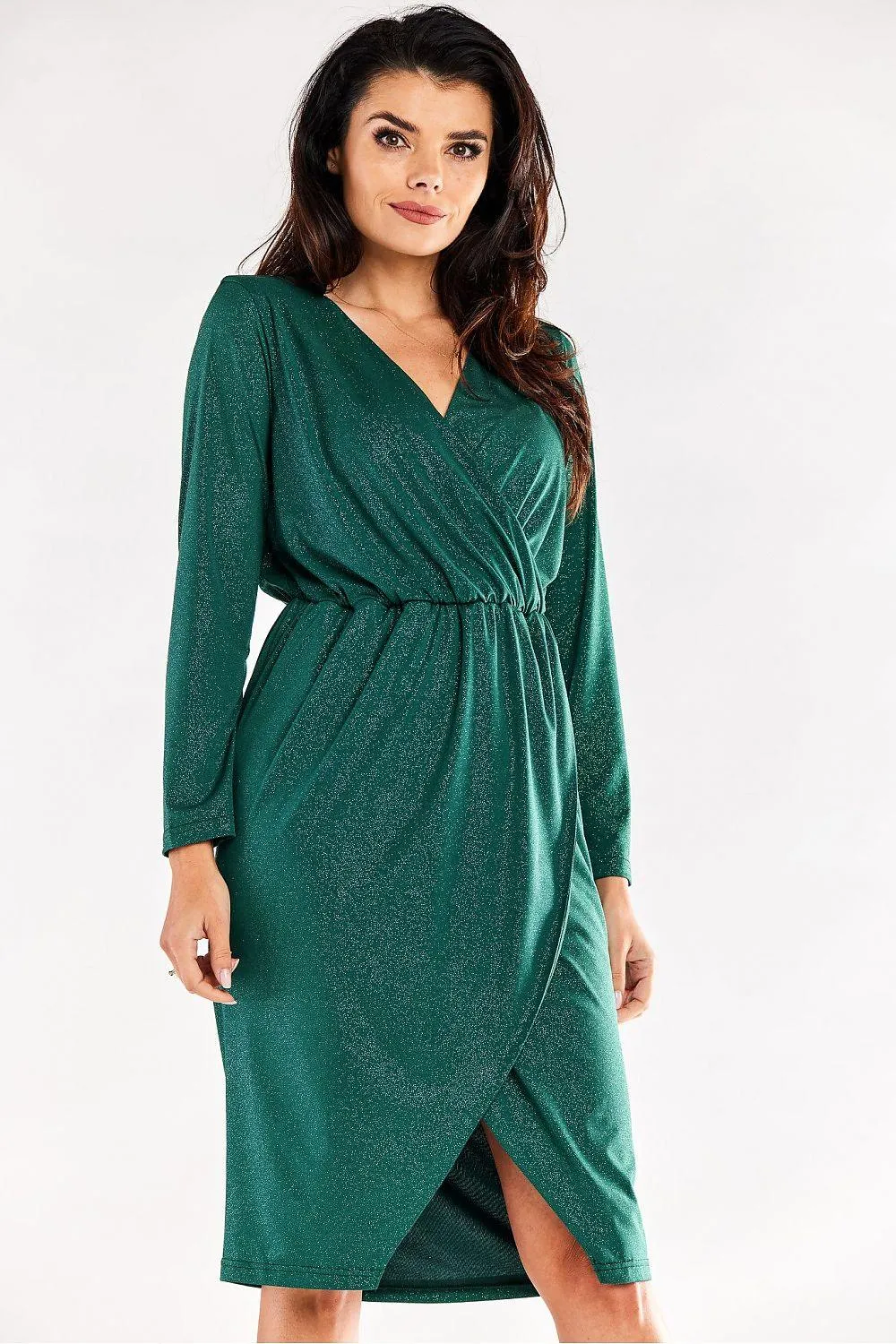 Chic Adjustable Waist Envelope Sleeve Dress - Crafted in Poland