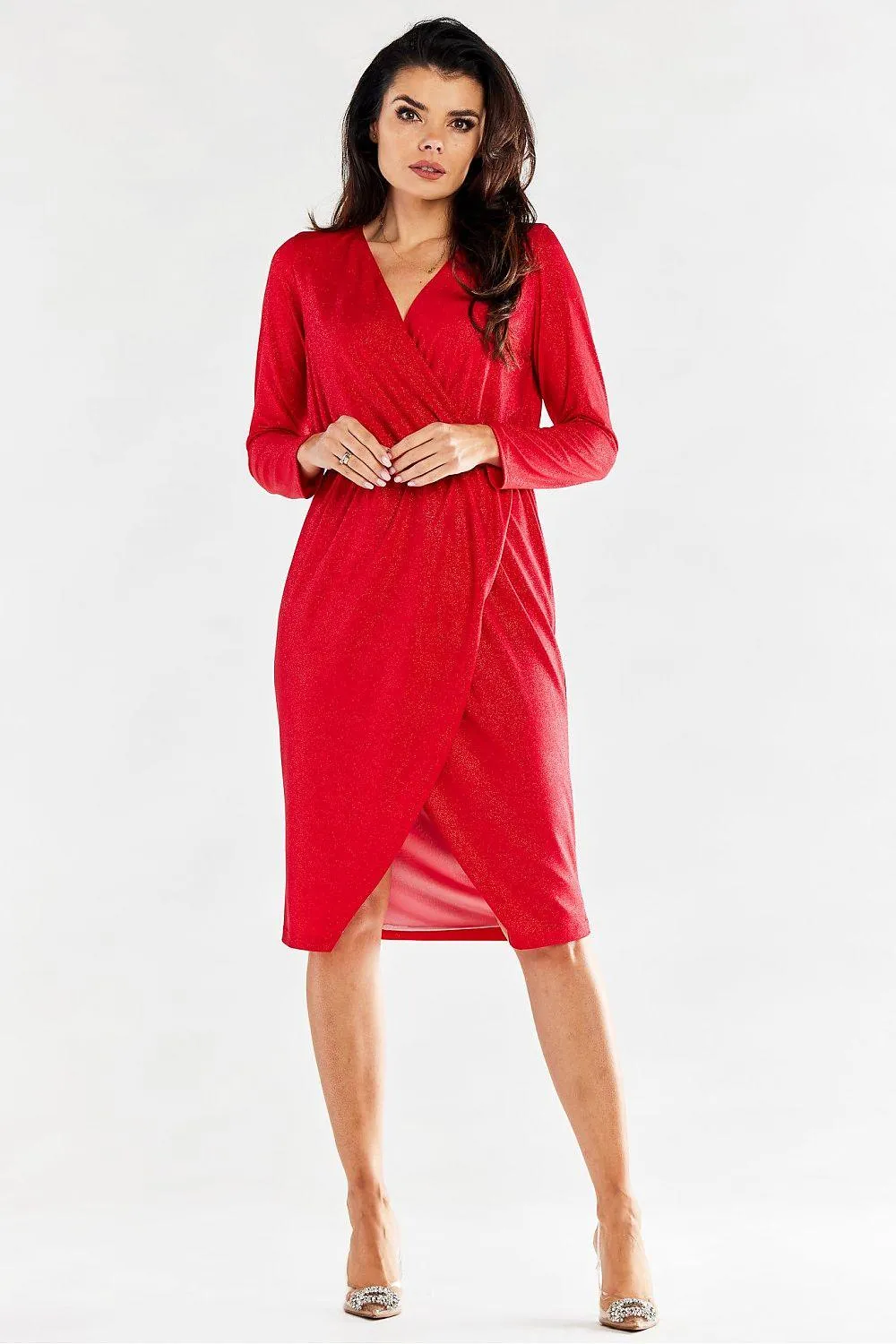 Chic Adjustable Waist Envelope Sleeve Dress - Crafted in Poland