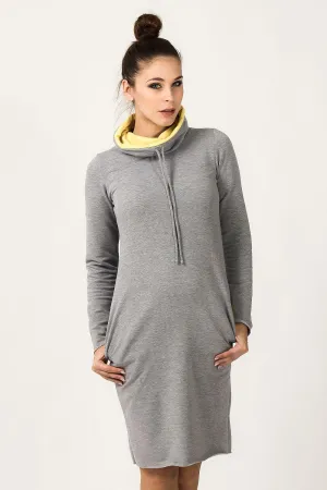 Chic Casual Sweatshirt Dress with Versatile Chimney Collar