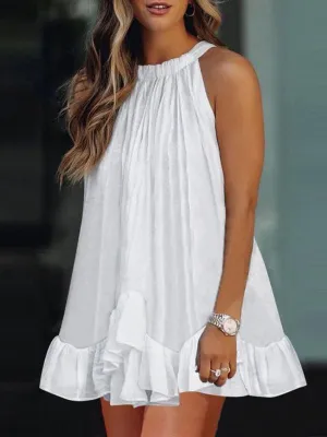 Chic Floral Halter Neck Maxi Dress with Ruffle Sleeves