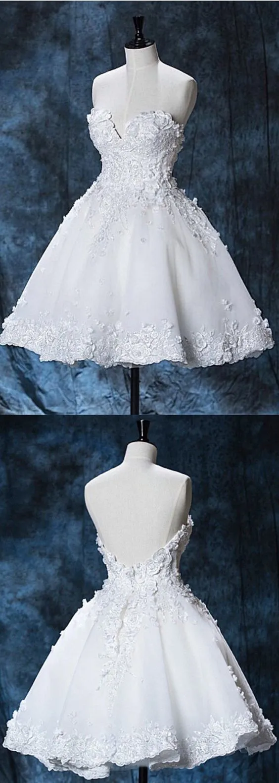 Chic Lace Tania Homecoming Dresses Sweetheart White Short HH879