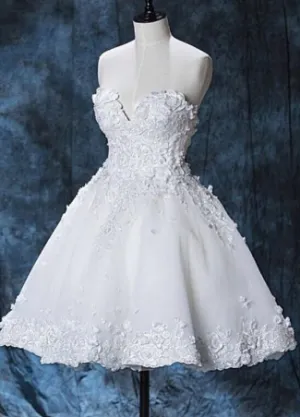 Chic Lace Tania Homecoming Dresses Sweetheart White Short HH879