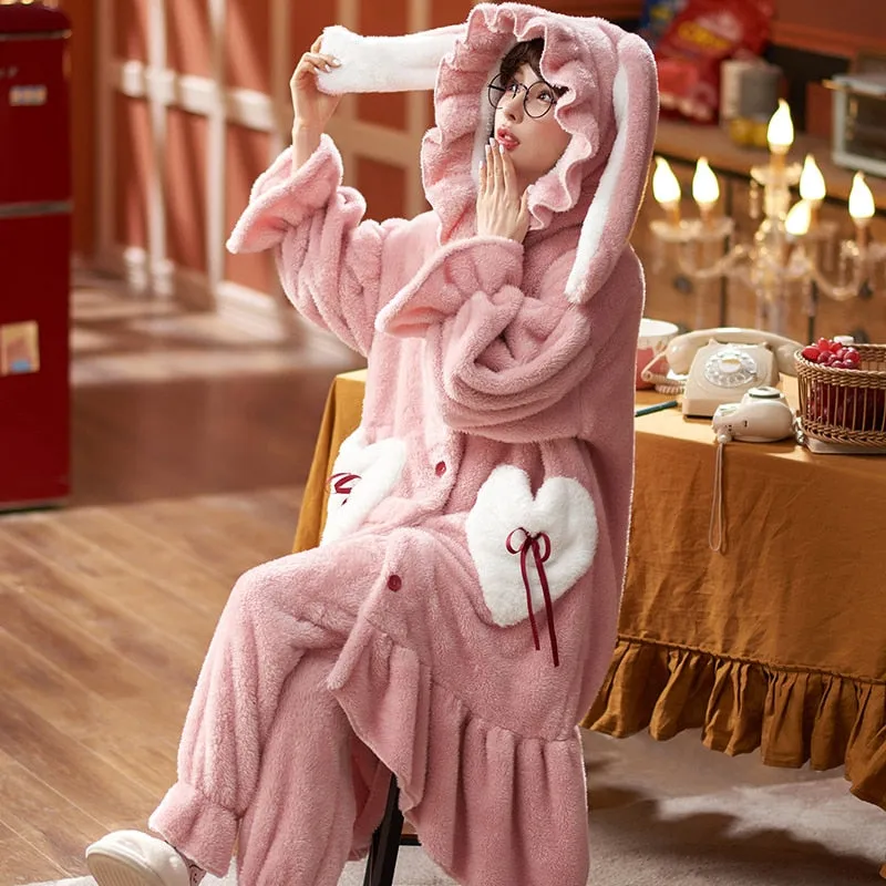 Cute Hooded Robe Winter Pajamas