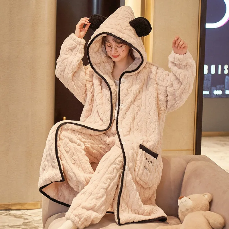 Cute Hooded Robe Winter Pajamas