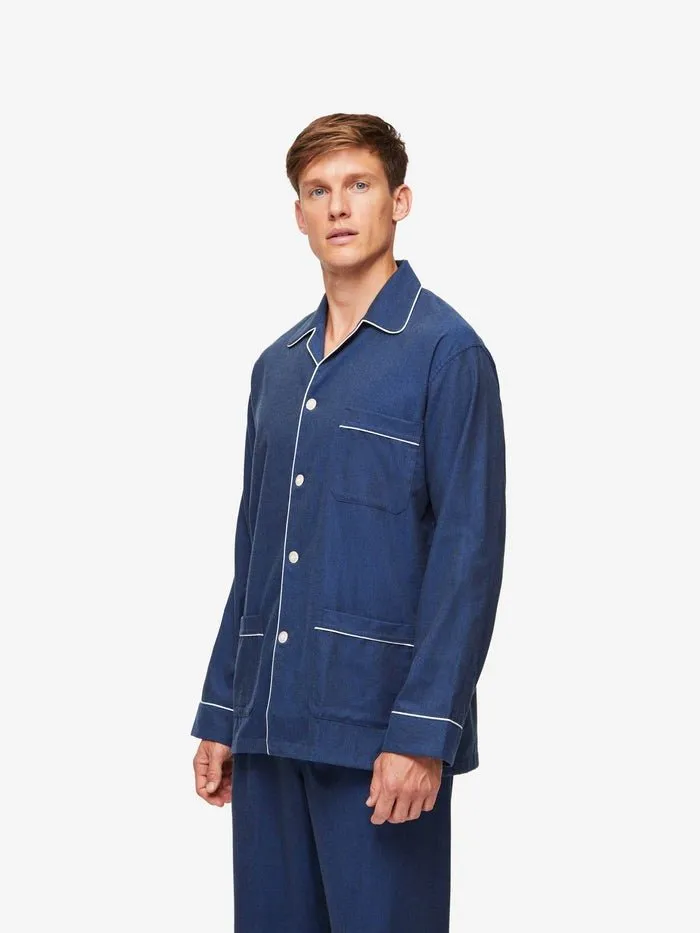 DEREK ROSE Balmoral Brushed Cotton Pyjamas NAVY