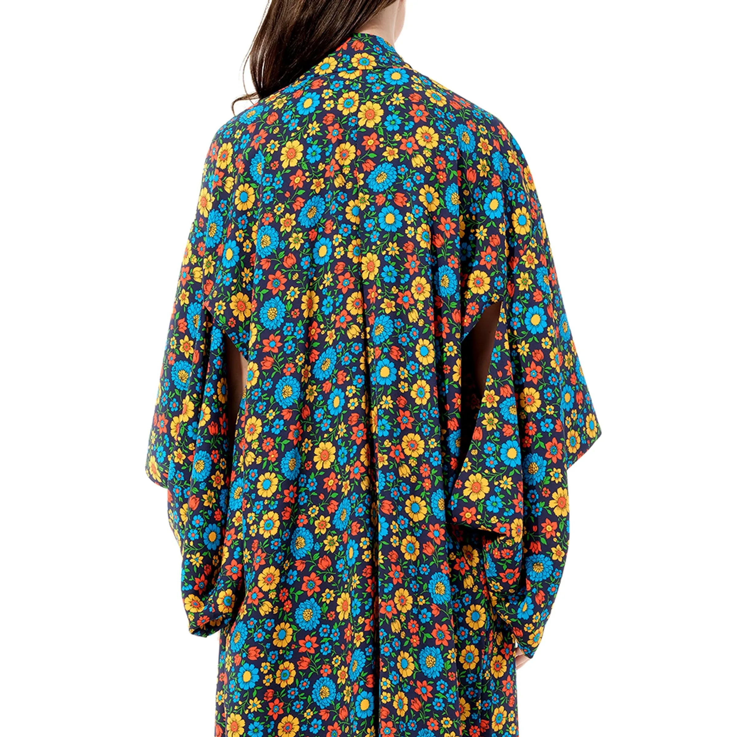 Double Kaftan Kimono Coat in Blue