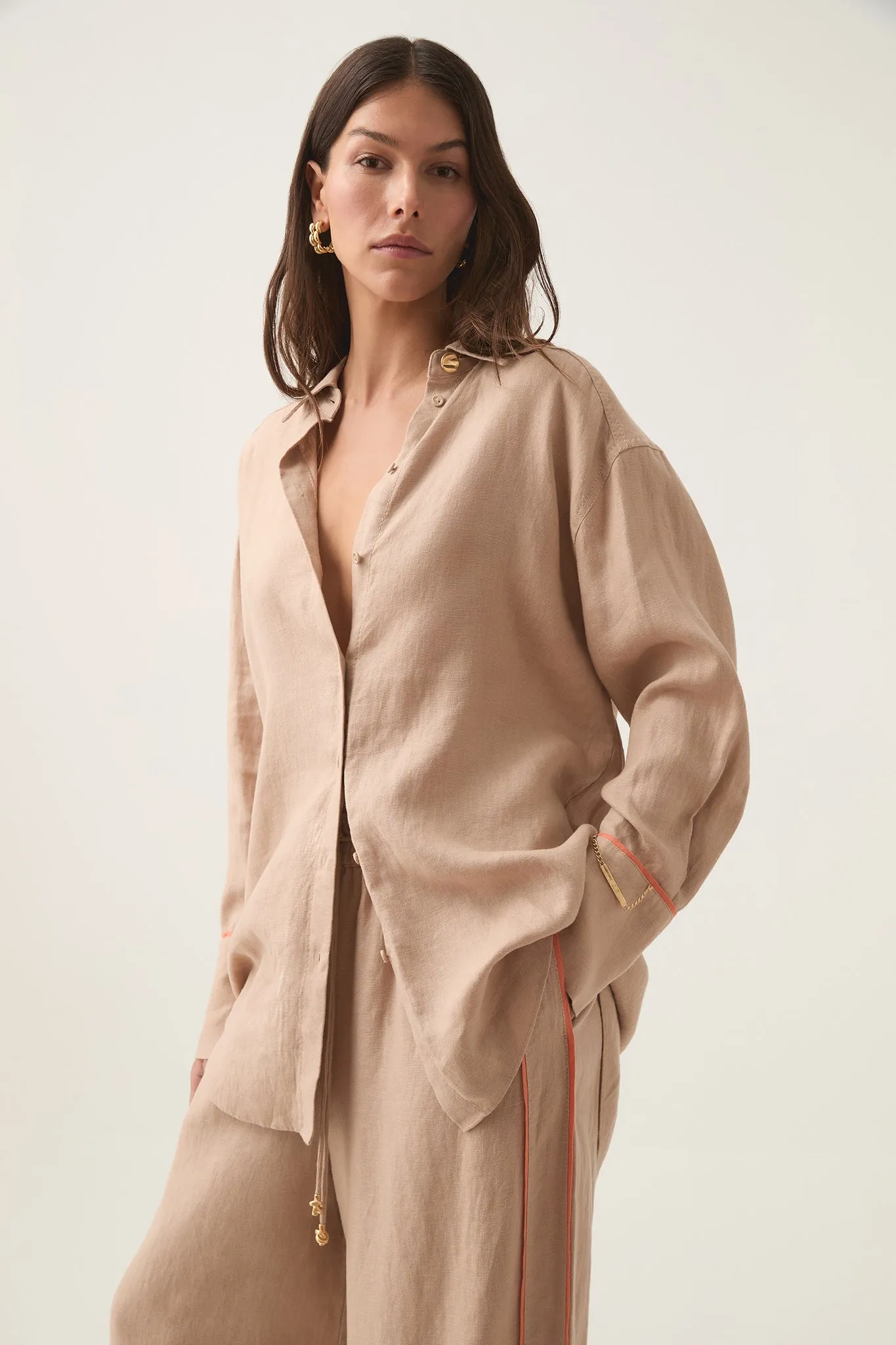 Drawn Washed Linen Shirt