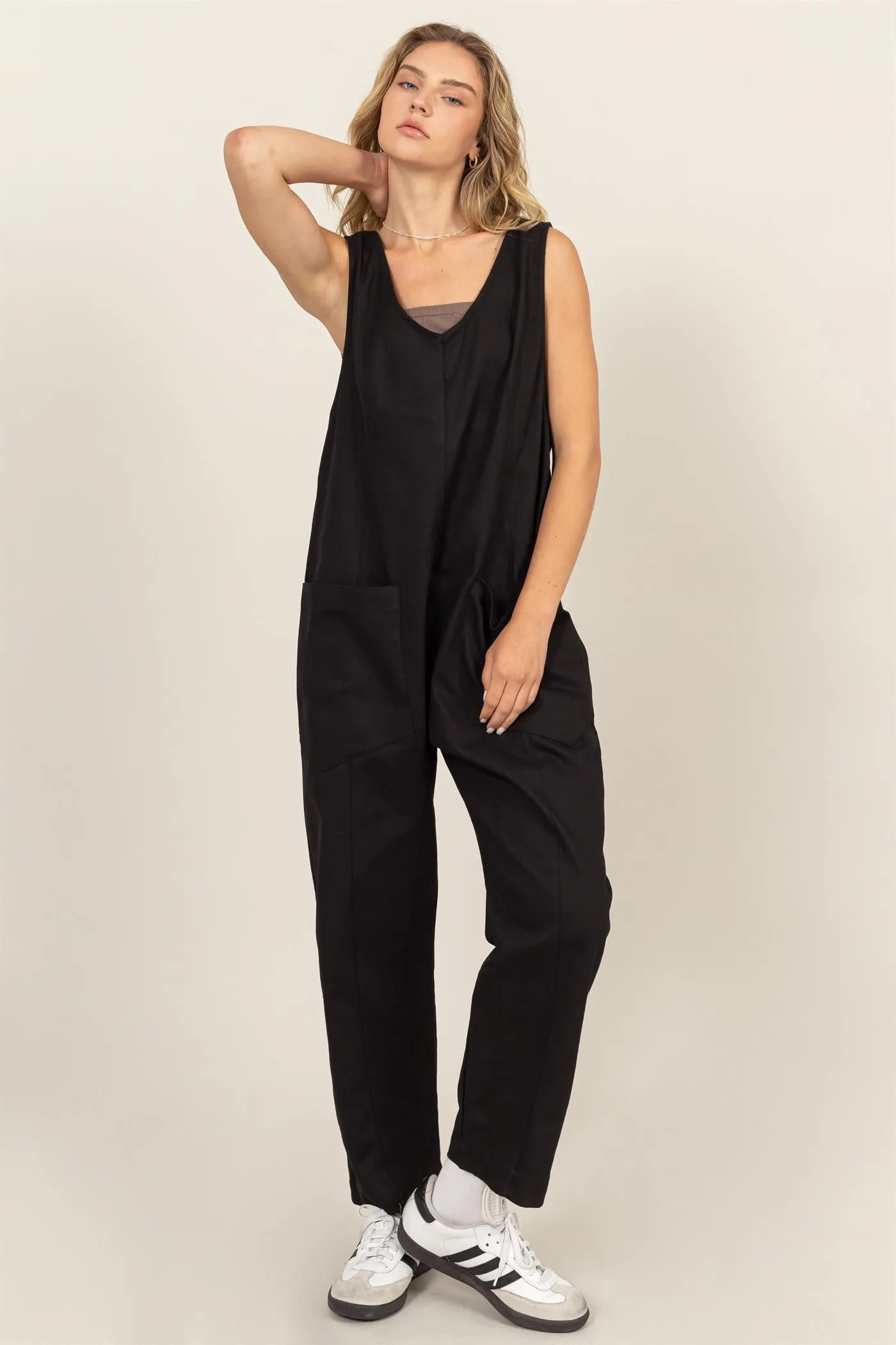 DZ24F353-RELAXED JUMPSUIT WITH PATCH POCKETS