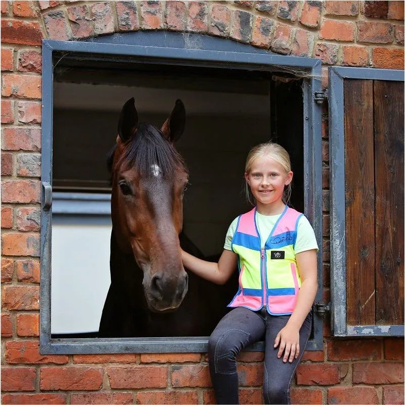 Equisafety Multi Colour Hi Vis Waistcoat  - Pink/yellow