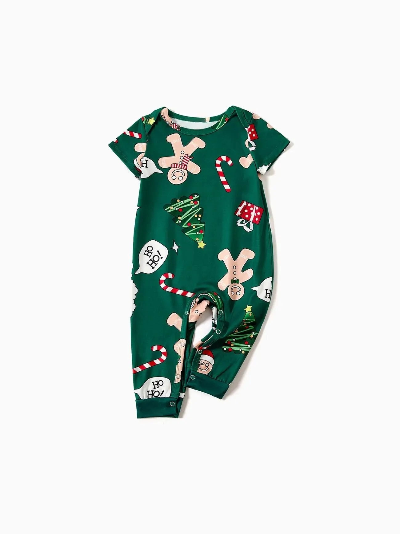 Family Christmas Pajama Set With Gingerbread And Christmas Tree Design