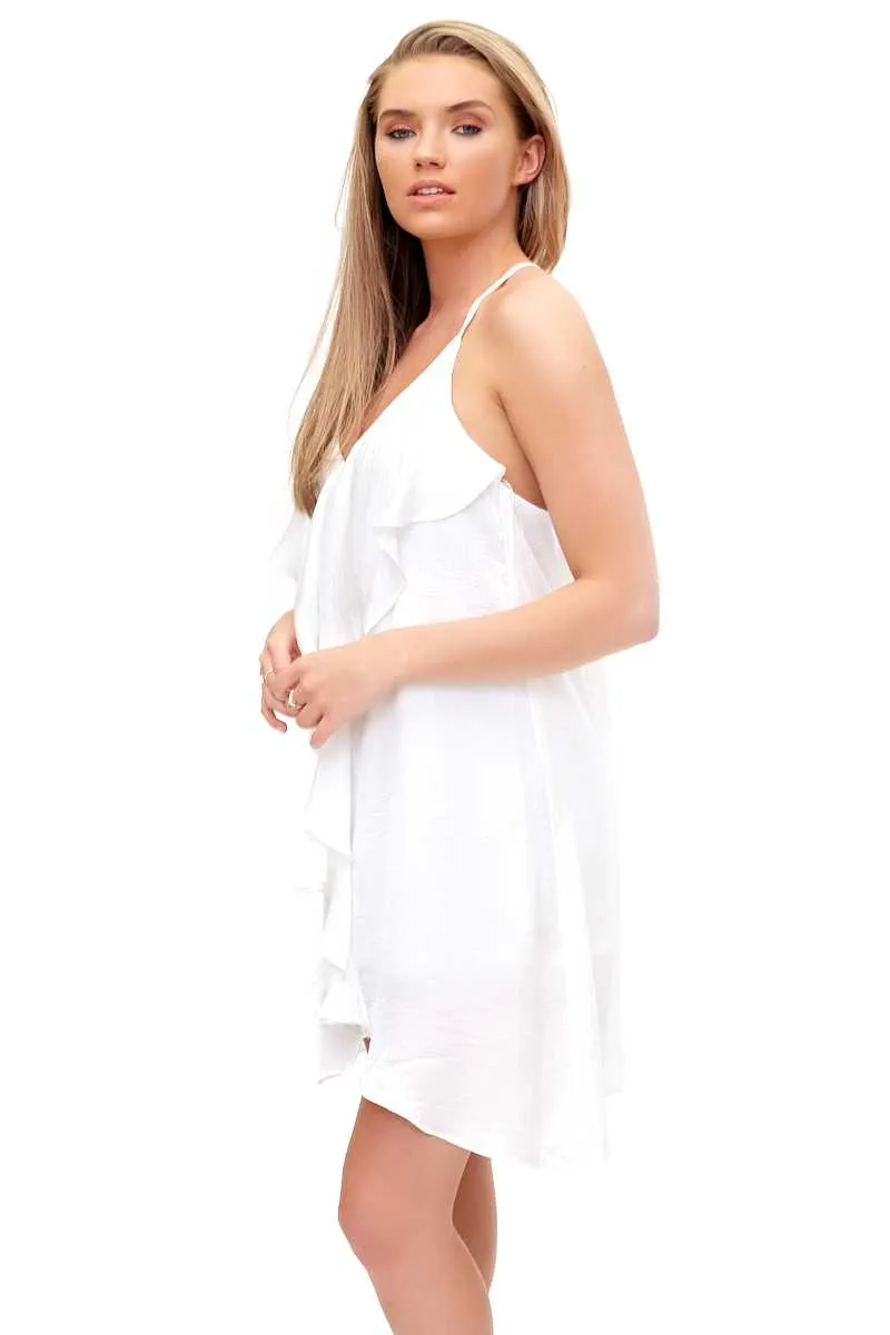 Francessia - White Frill Shift Dress