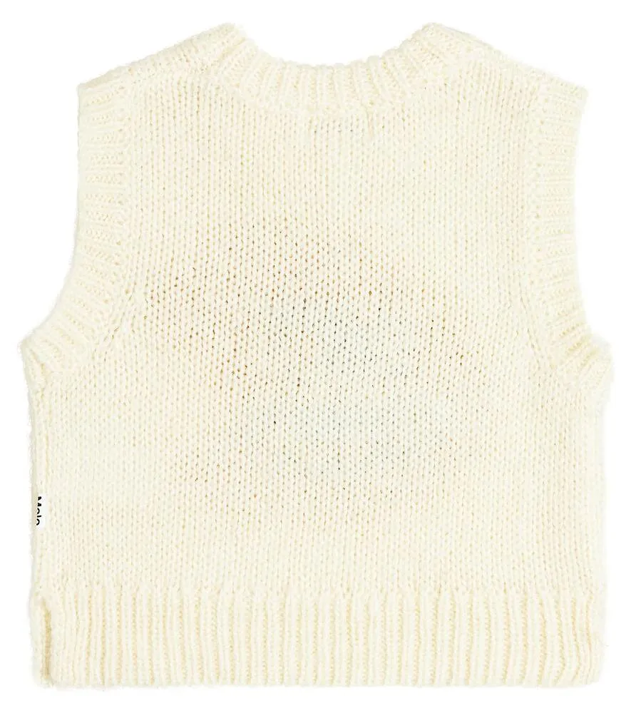 Gertrude Alpaca Intarsia Blend Molo Vest, White