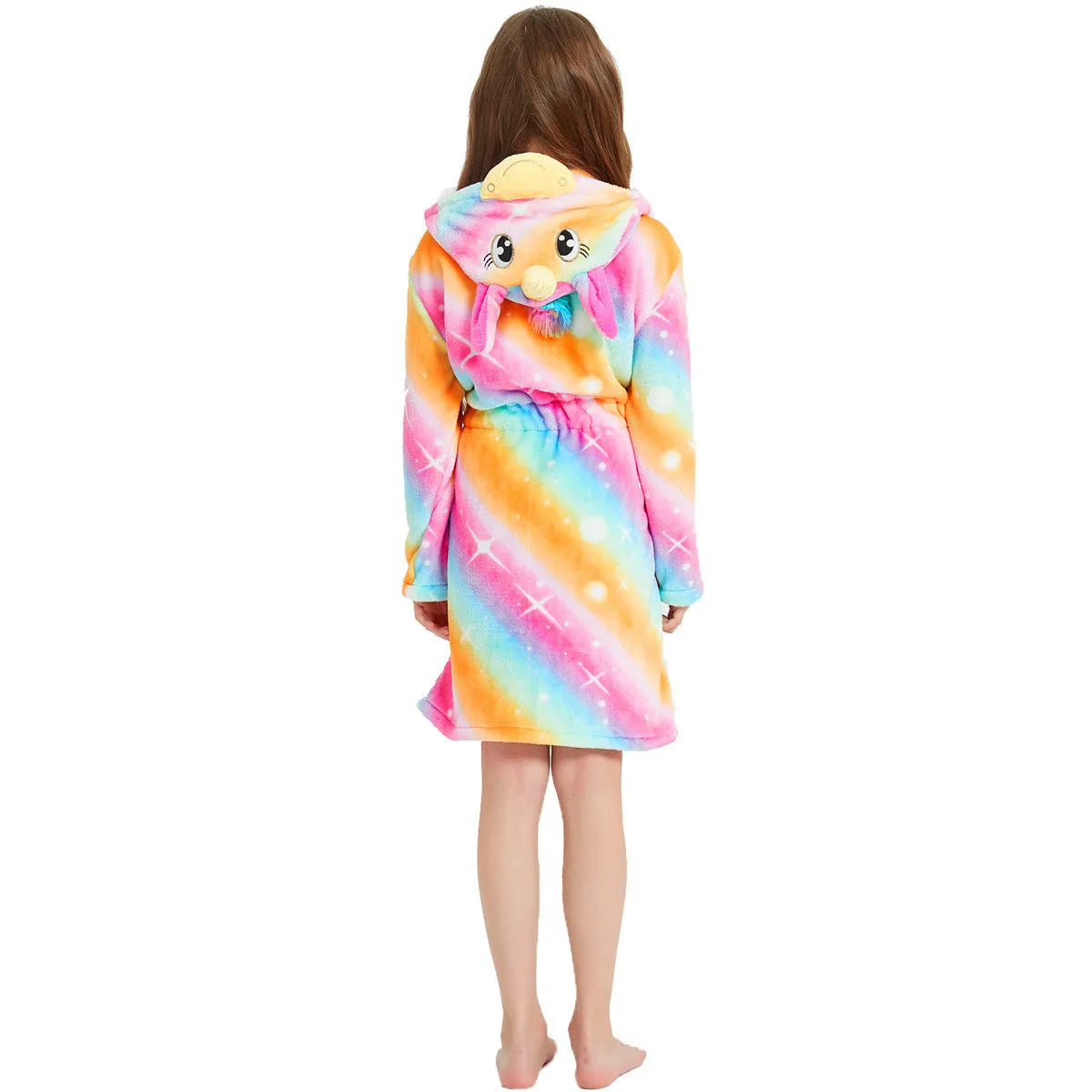 Golden Rainbow Unicorn Kids Bathrobe