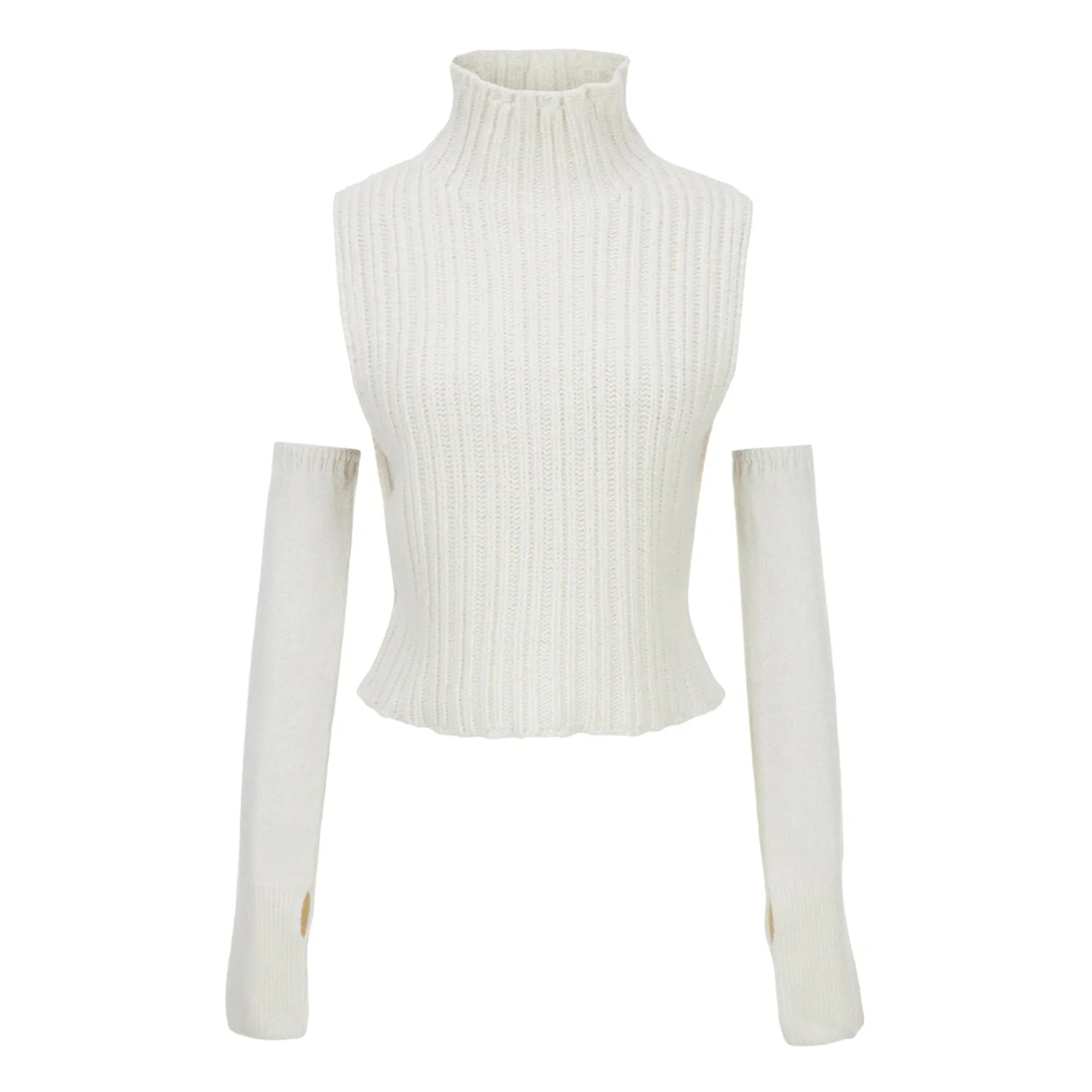 Graduation Gifts  Y2k Knitted Turtleneck Sweater Vest with Long Sleeve Solid Indie Vintage Crop Tops Fall Winter Clothes Women C88-DZ20