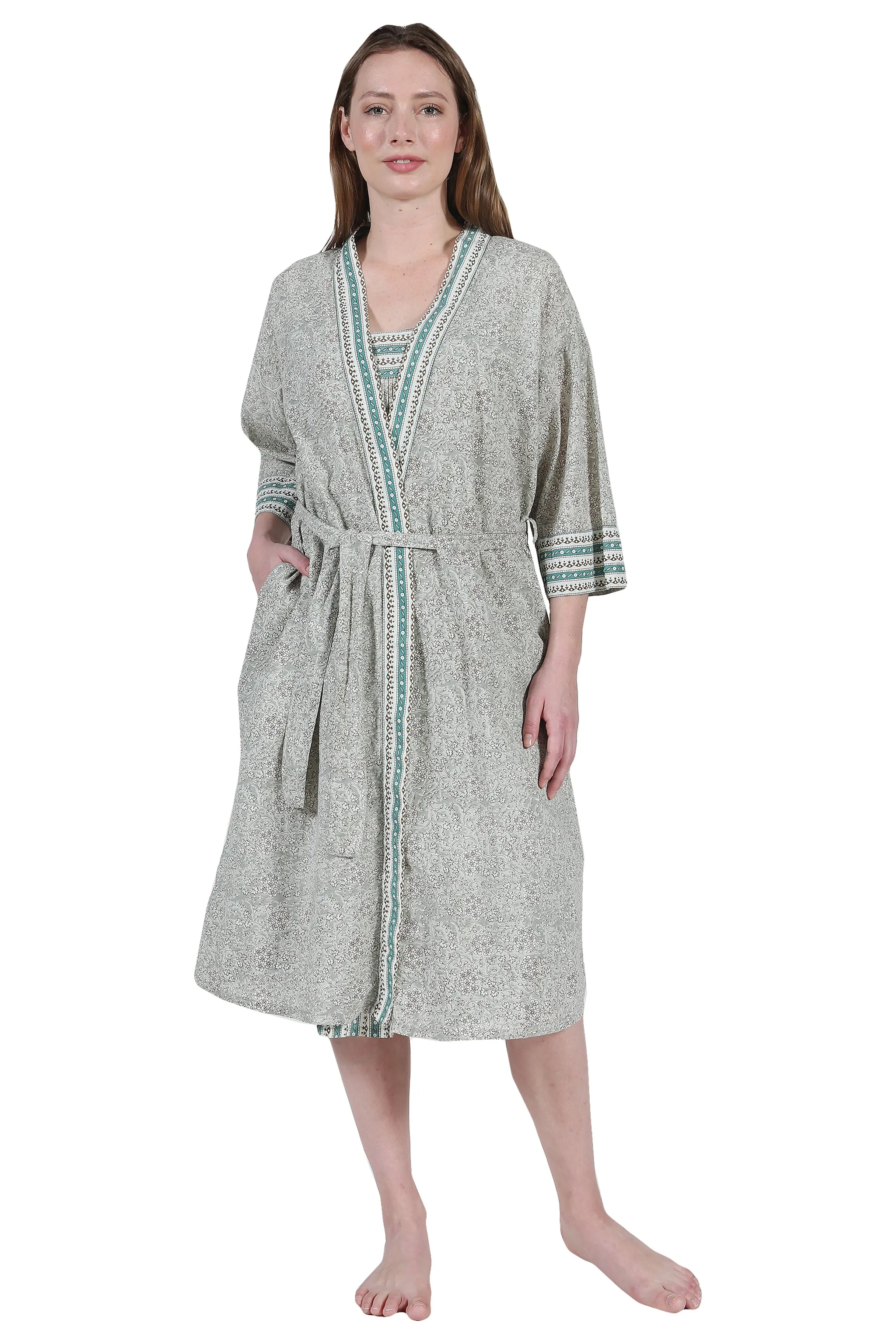 La Cera Cotton Wrap Robe