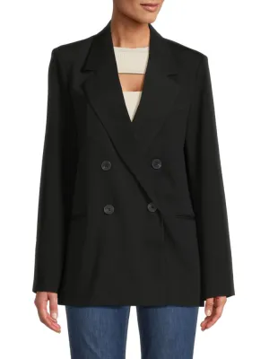 Lea & Viola Oversized Double Breasted Jacket, Black