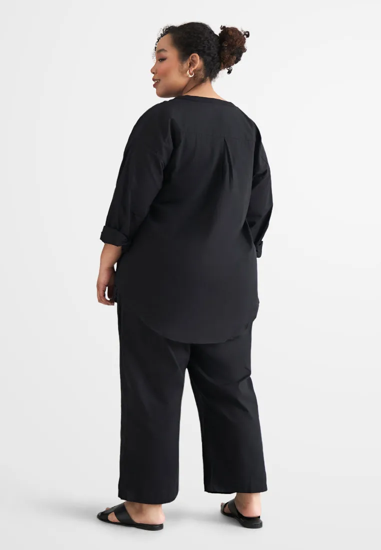 Lili Linen Straight Leg Ankle Pants - Black