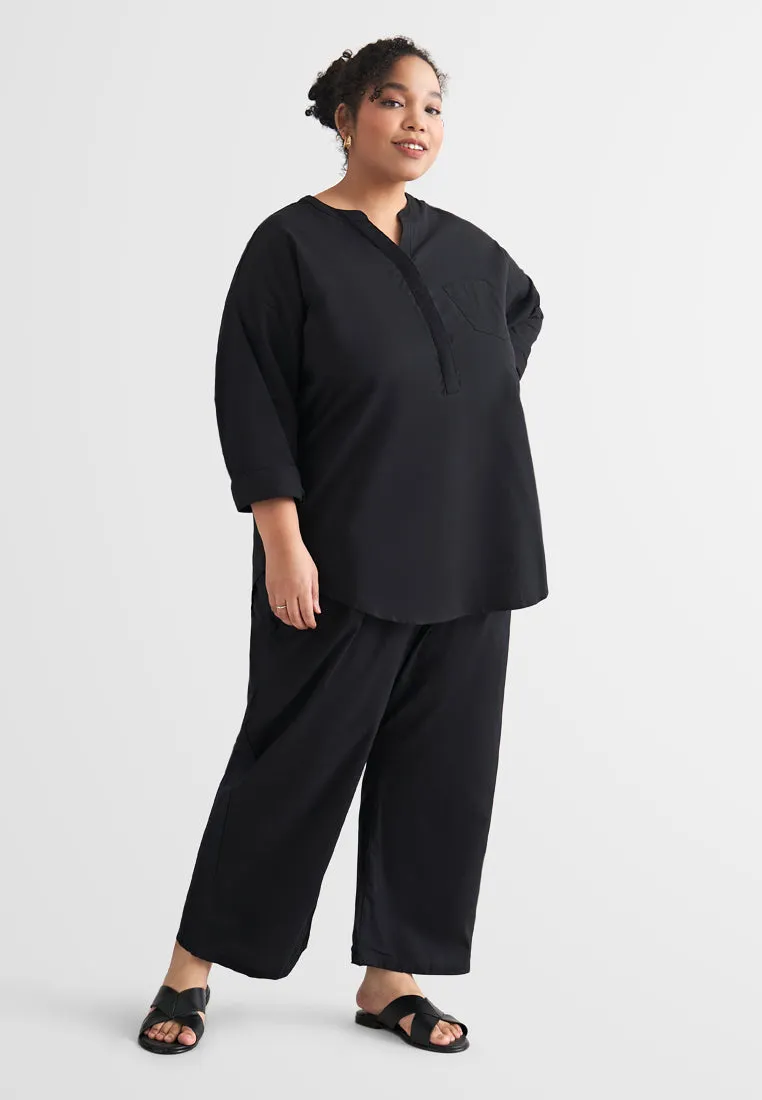 Lili Linen Straight Leg Ankle Pants - Black