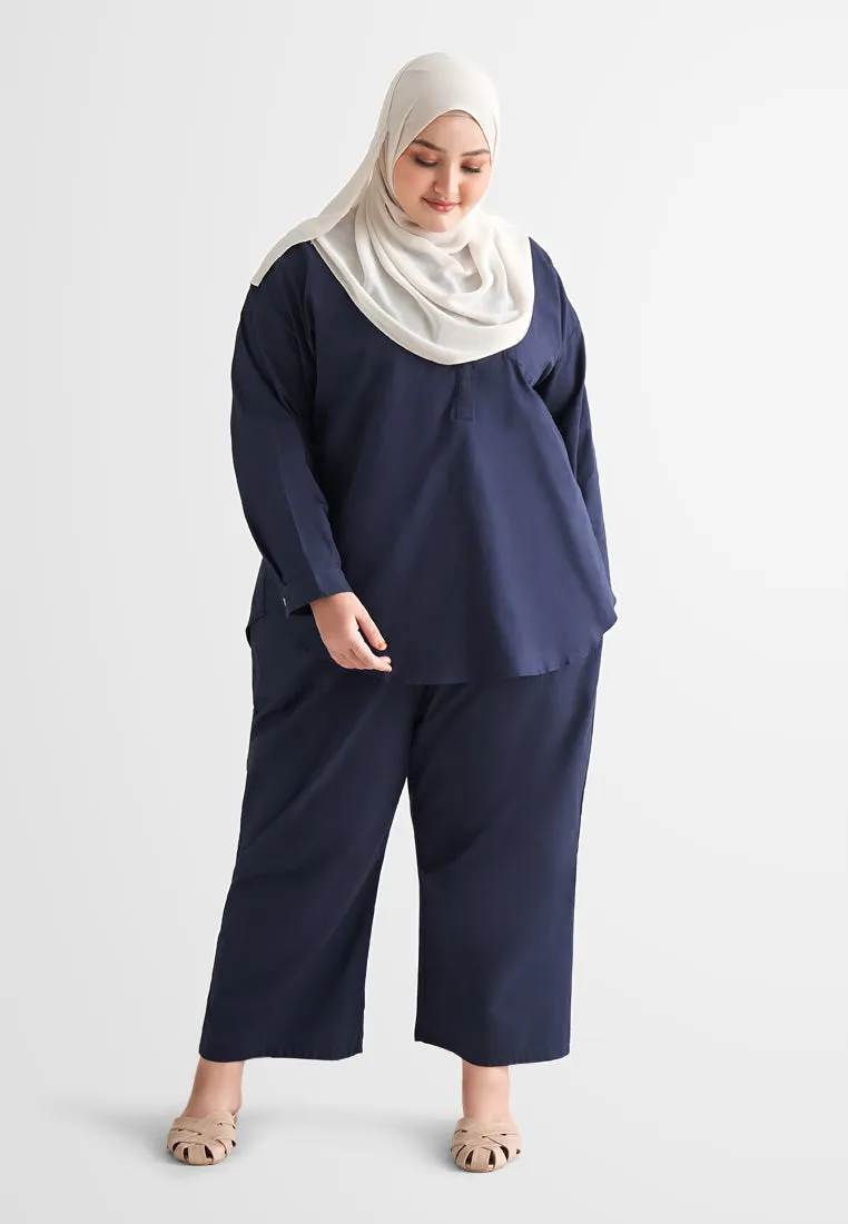 Lili Linen Straight Leg Ankle Pants - Dark Blue