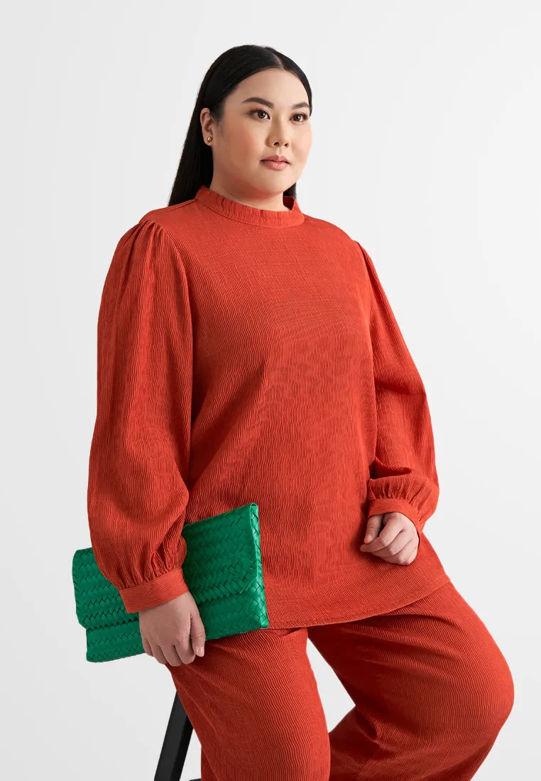 Maisie Mock Neck Textured Blouse