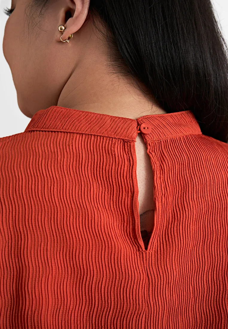 Maisie Mock Neck Textured Blouse