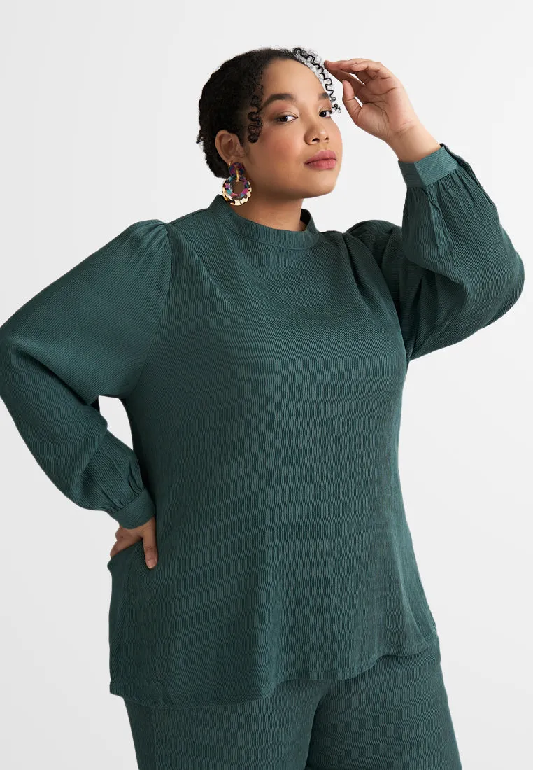 Maisie Mock Neck Textured Blouse