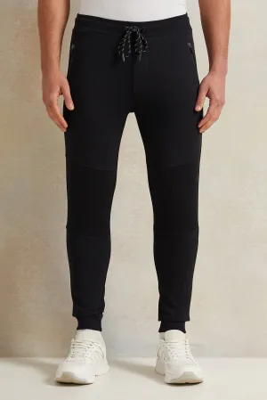 Men Black Solid Active Pants