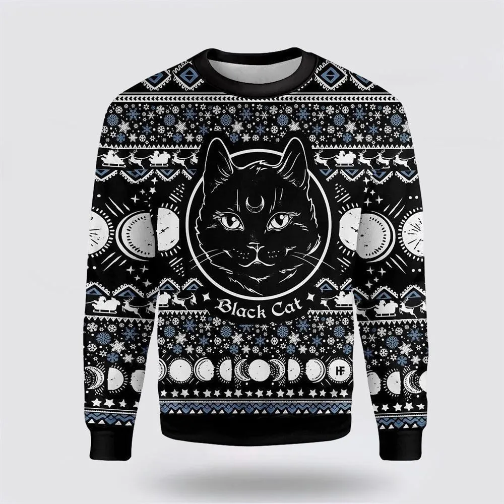 Moon Phase Cute Cat Christmas Wicca Ugly Christmas Sweater For Men And Women, Best Gift For Christmas, Christmas Fashion Winter